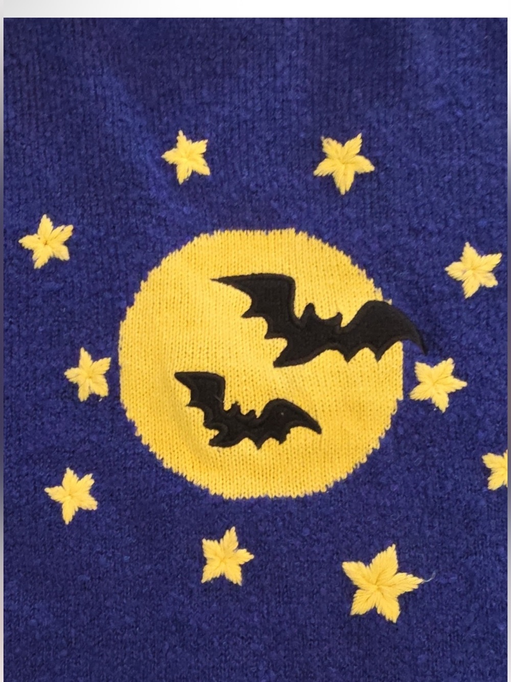 Mandal Bay Vintage 90s Halloween Zip Knit Cardigan Pumpkin Black Cat Bats XL - Picture 7 of 9